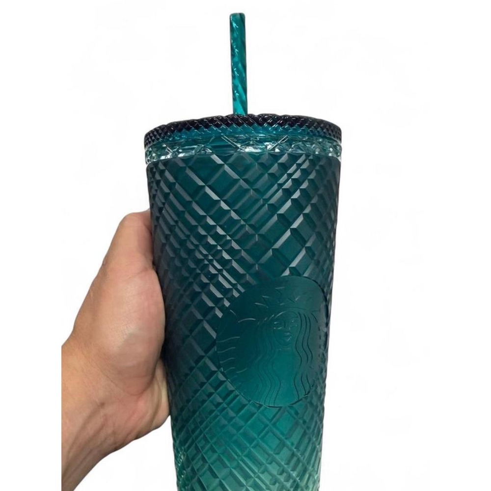 Starbucks 2023 Teal Green Jeweled Ombre 24oz Cold Cup Venti Tumbler
